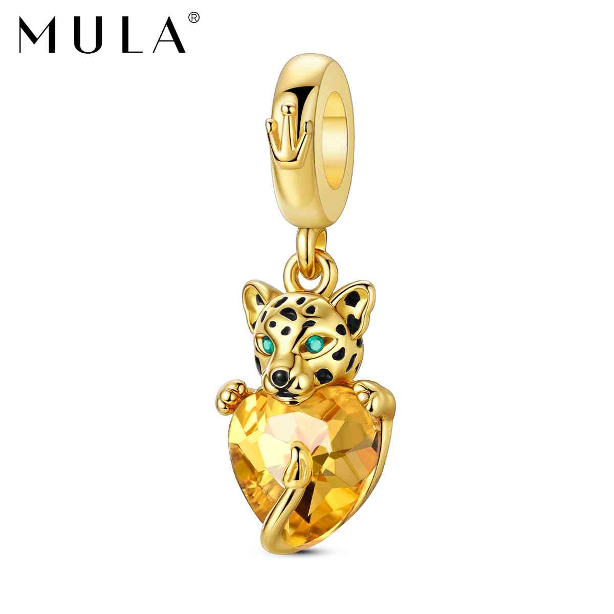 14K Golden Plated Golden Leopard Jewelry Charm for Bracelet