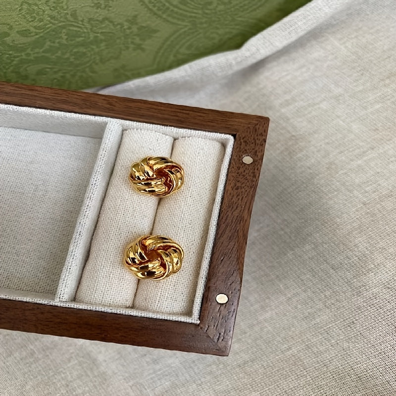 Twist Knotted Stud Earrings Pure Color Alloy Ear Jewelry Decorations For Women Daily Wear