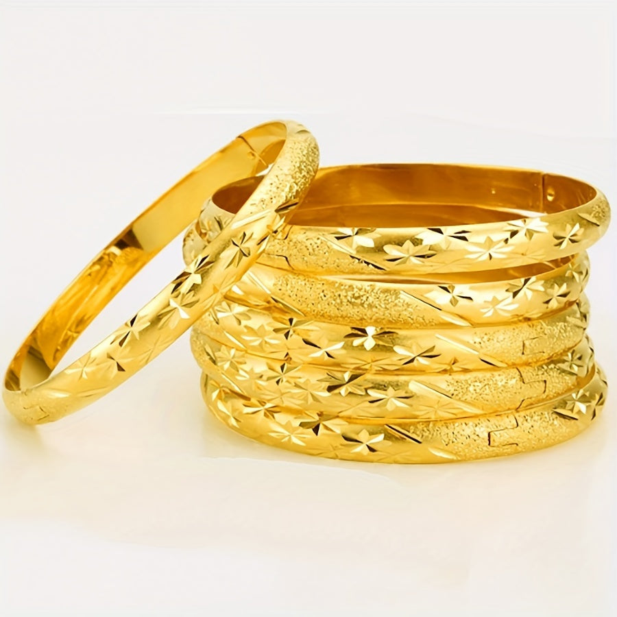 6 Piece Copper Diamond Cut Exquisite Classic Bangle Set