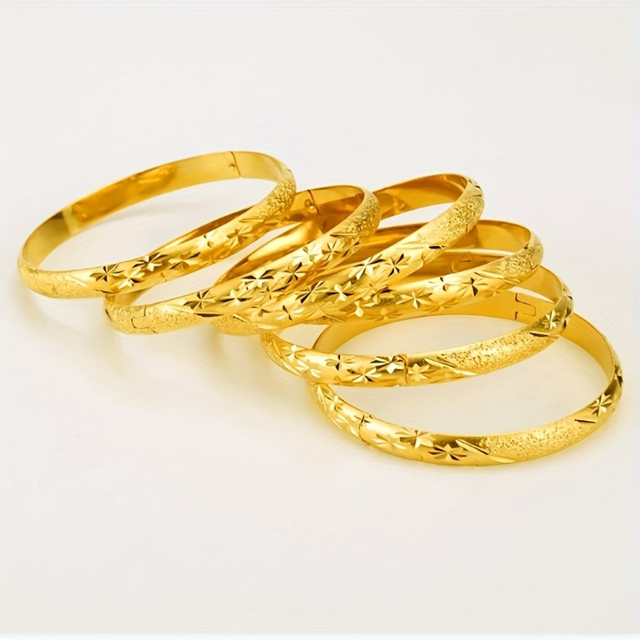 6 Piece Copper Diamond Cut Exquisite Classic Bangle Set