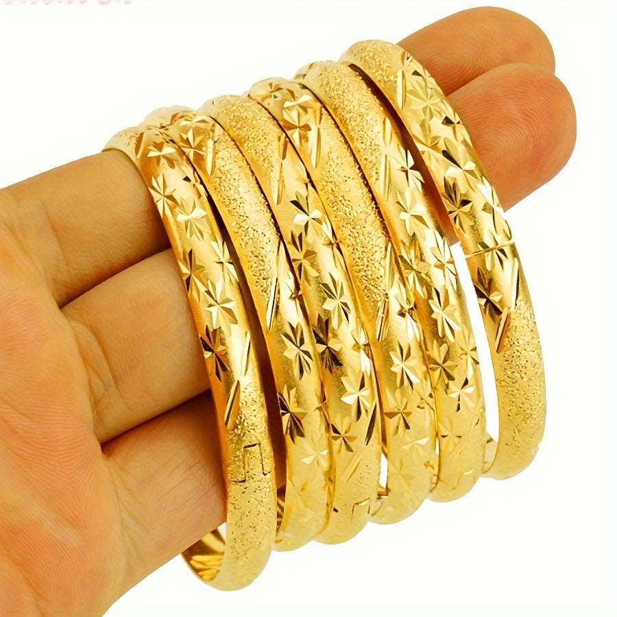 6 Piece Copper Diamond Cut Exquisite Classic Bangle Set