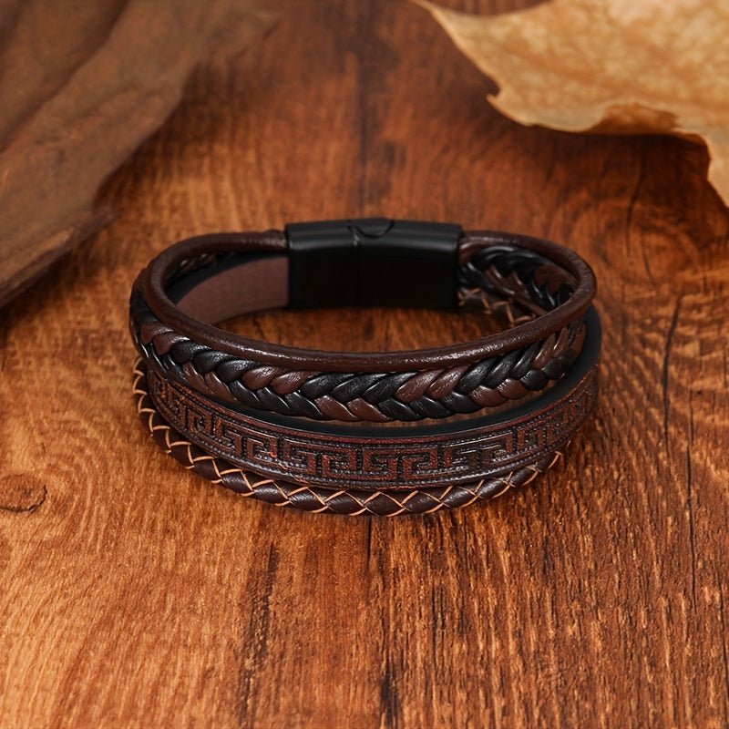 Vintage Series Bracelets, Unisex Bangles And Wristbands with Layered Stacking + Herringbone Patterns, Fully Embodying American Retro Style, a Great Accessory for Stylish Men.