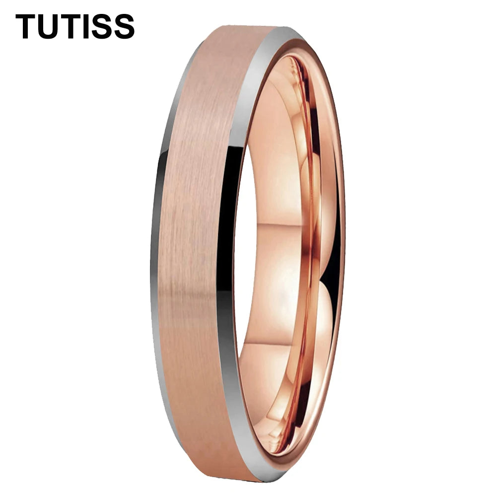 TUTISS Mens Black 4/6/8/10/12mm Tungsten Carbide Ring Matte Finish Beveled Edge Comfort Fit