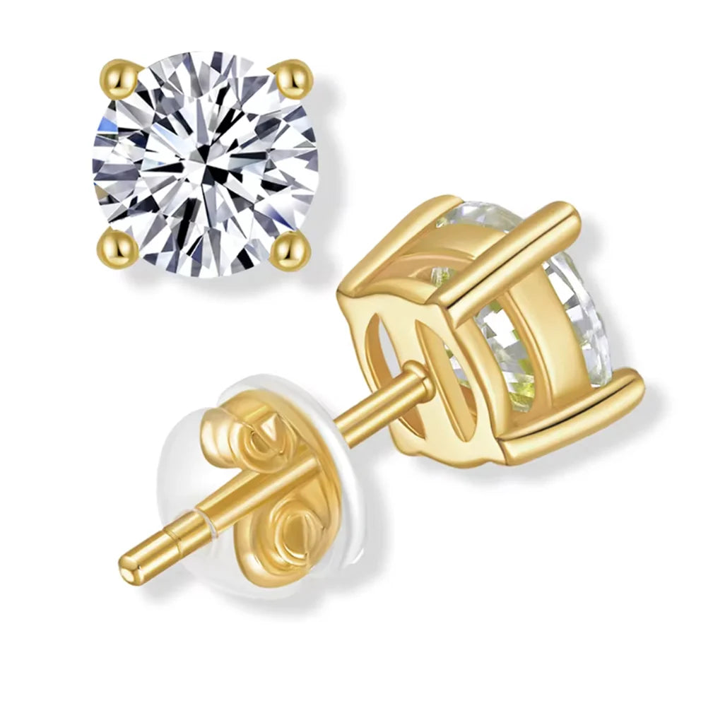 Moissanite Stud Earrings 0.5-3CT 18K Gold Plated S925 Sterling Silver VVS1 Lab Diamond Unisex Jewelry