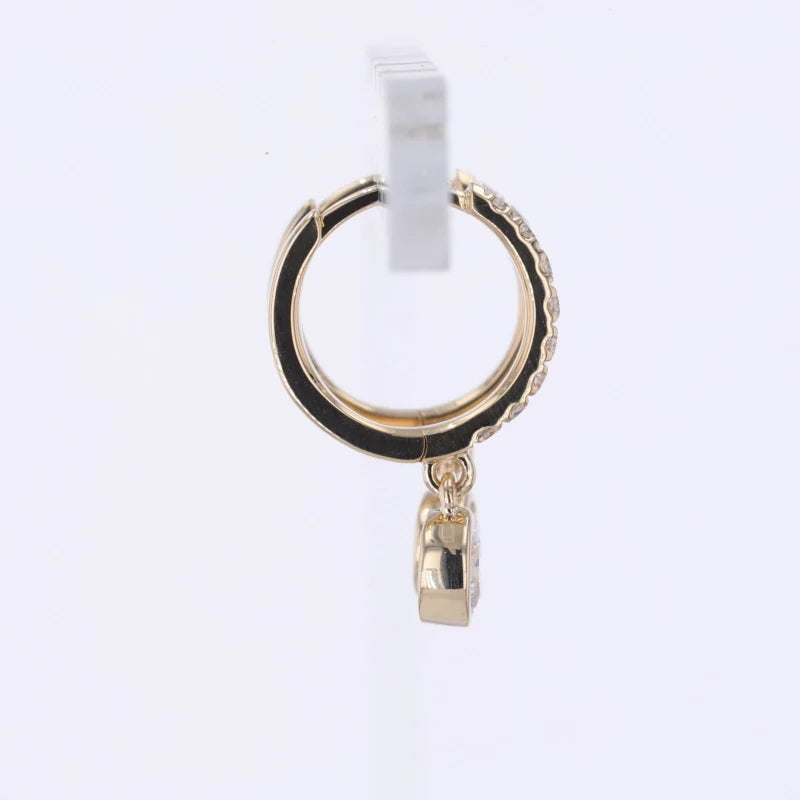 Vintage 10KT 14KT or 18KT Yellow Gold Hoop Bezel Earrings With 0.3CT DEF VS VVS IGI Diamonds 4.0mm Lab Diamond