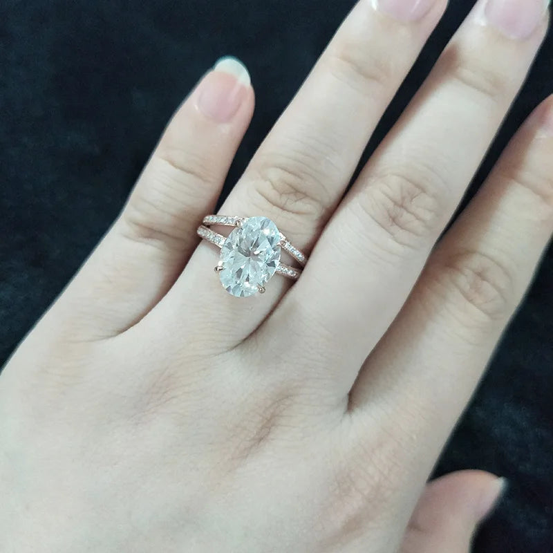 14KT Rose Gold Fancy Oval Brilliant Cut Moissanite Wedding Set