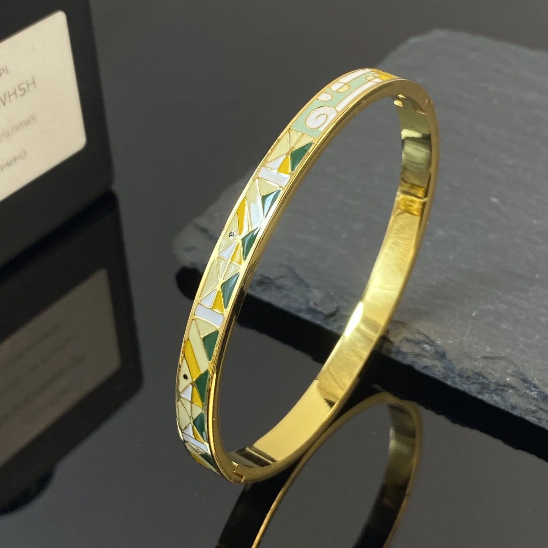 Oil Painted Stainless Stainless Steel Aztec Mexican Bracelet