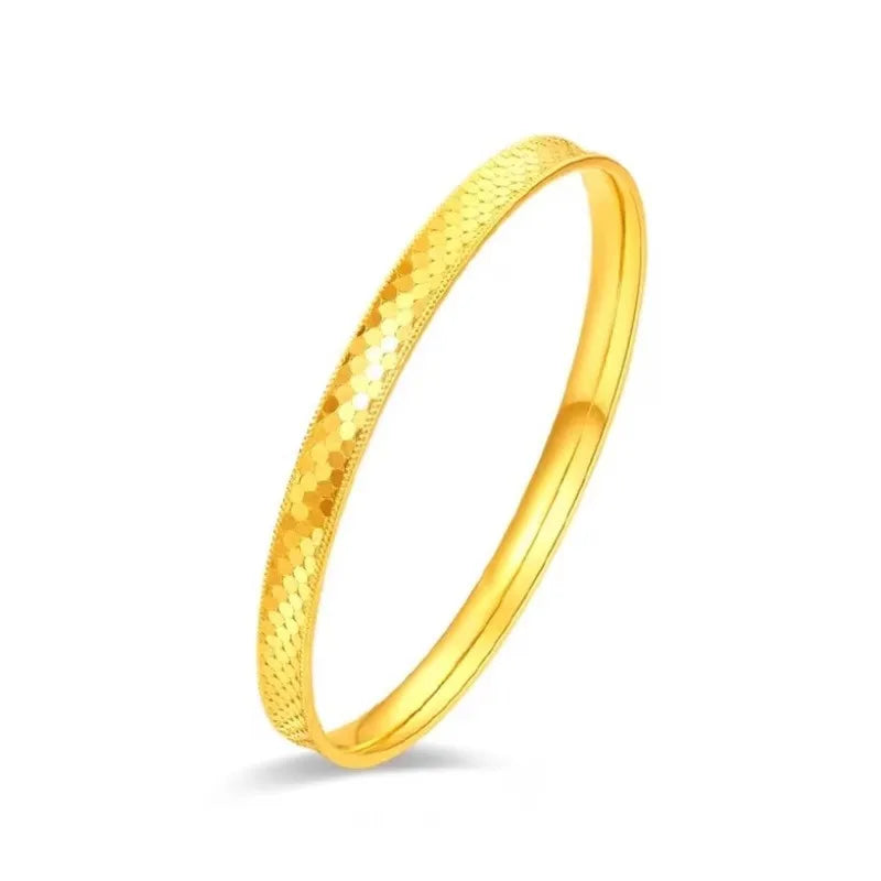 Solid Minimalistic Versatile Anti Tarnish Bangle 316l Gold Plated Stainless Steel