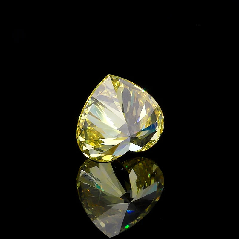 Fancy Vivid Yellow Color Lab Diamond Heart Shape VS1 Clarity Lab Grown Diamond