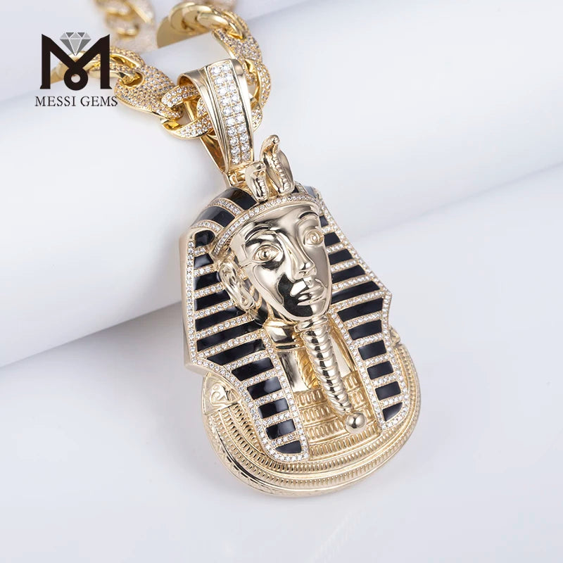 10KT Pharoah Gold Lab Diamond Pendant  Necklace