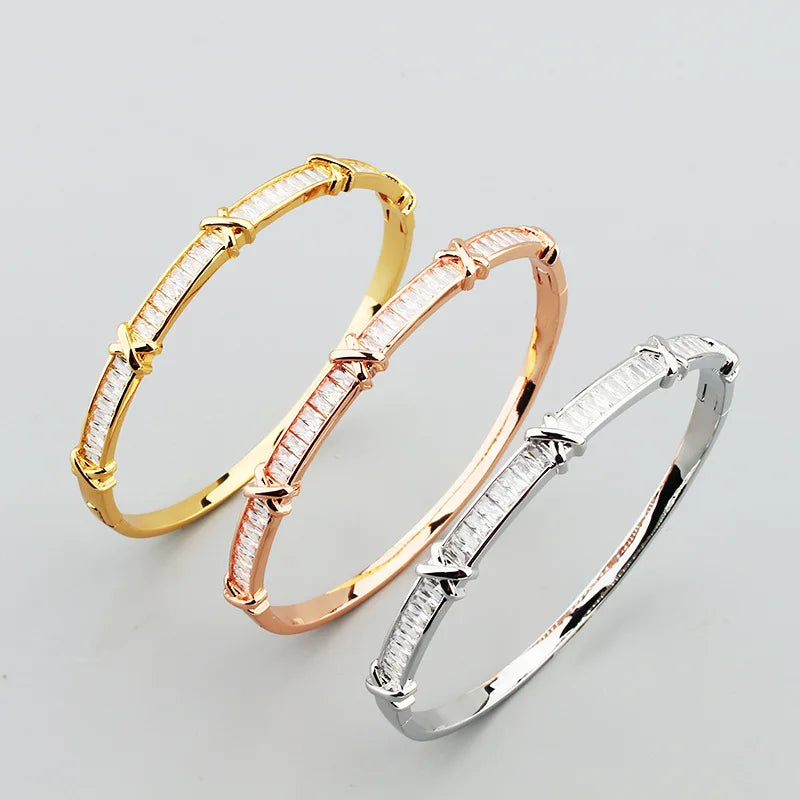 XO Baguette Gold Bracelet Rose Gold Fashionable Bangles