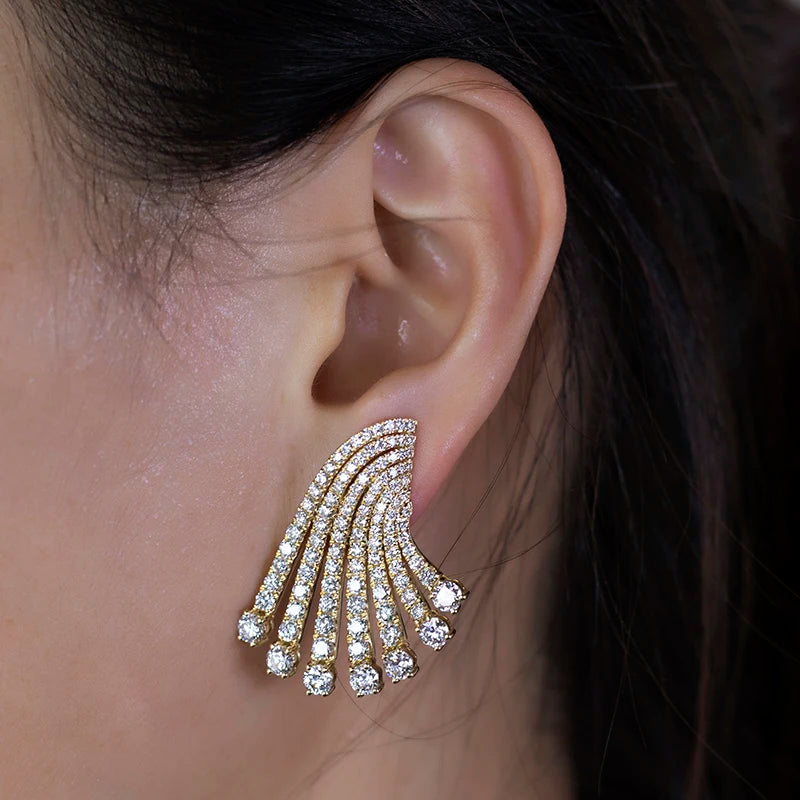 18KT Yellow Gold Shooting Stars Lab Diamond Earring