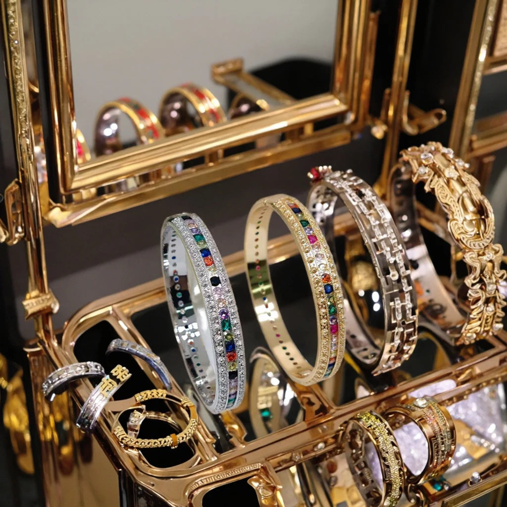 Chic Colorful Cubic Zirconia Crystal Rainbow Wedding Bridal Bracelets Luxury Accessorized Fashion Bangles for Women