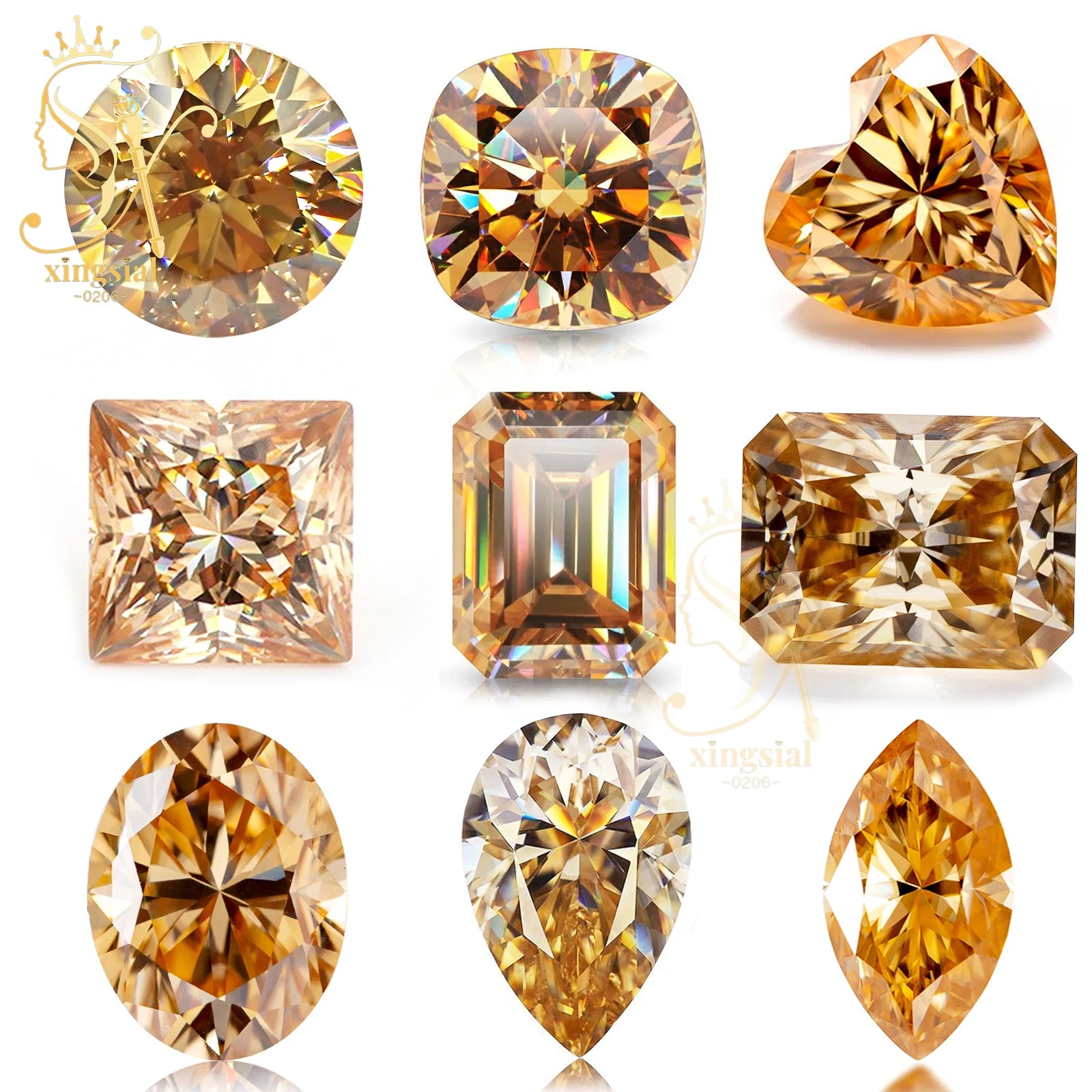 0.50-3 Carat Simluated Diamond Champagne Ring Certified