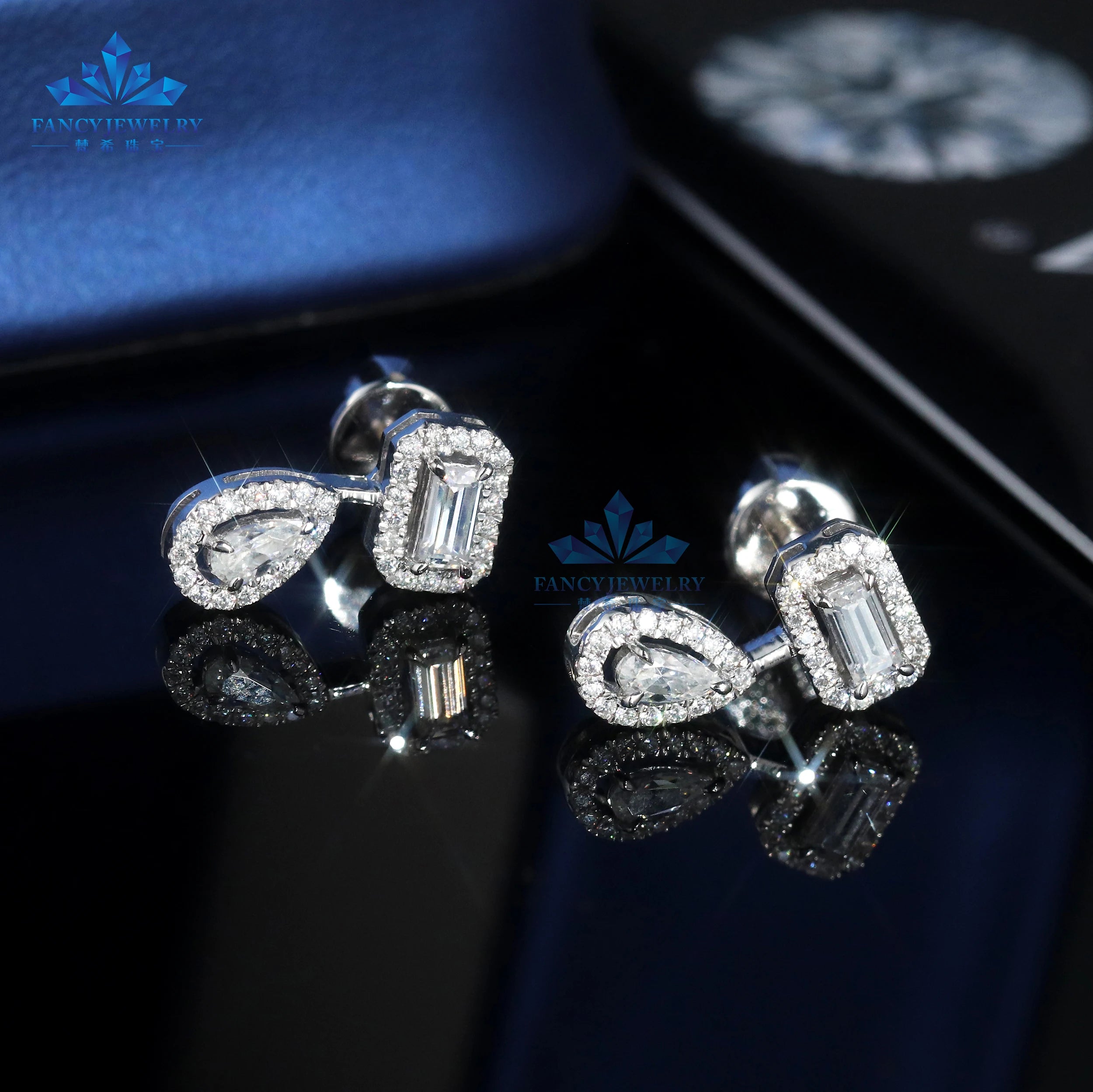 18KT White Gold 925 Sterling Silver GRA VVS Lab Diamond Gemstone Moissanite Drop Earring Hoop Earrings