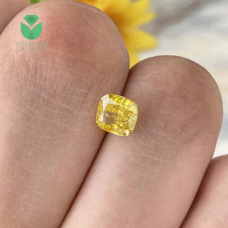 Yellow Loose Cushion Lab Grown Diamond