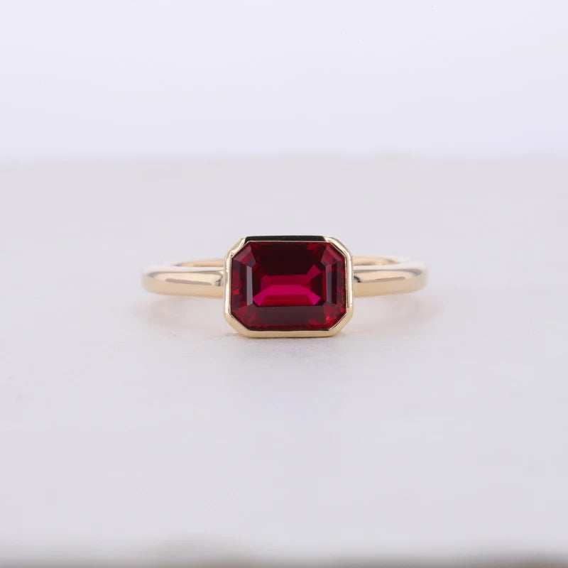 14KT Solid Gold Ring Bezel Diamond Lab Moissanite Diamonds