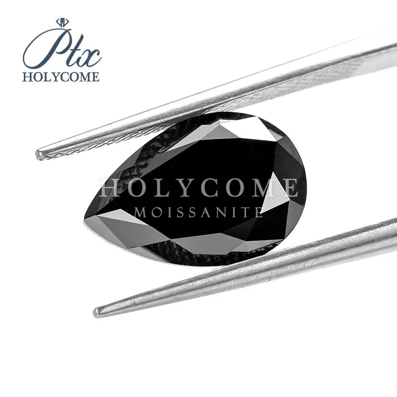 Fancy Pear Cut Moissanite BLACK Diamond Lab Grown