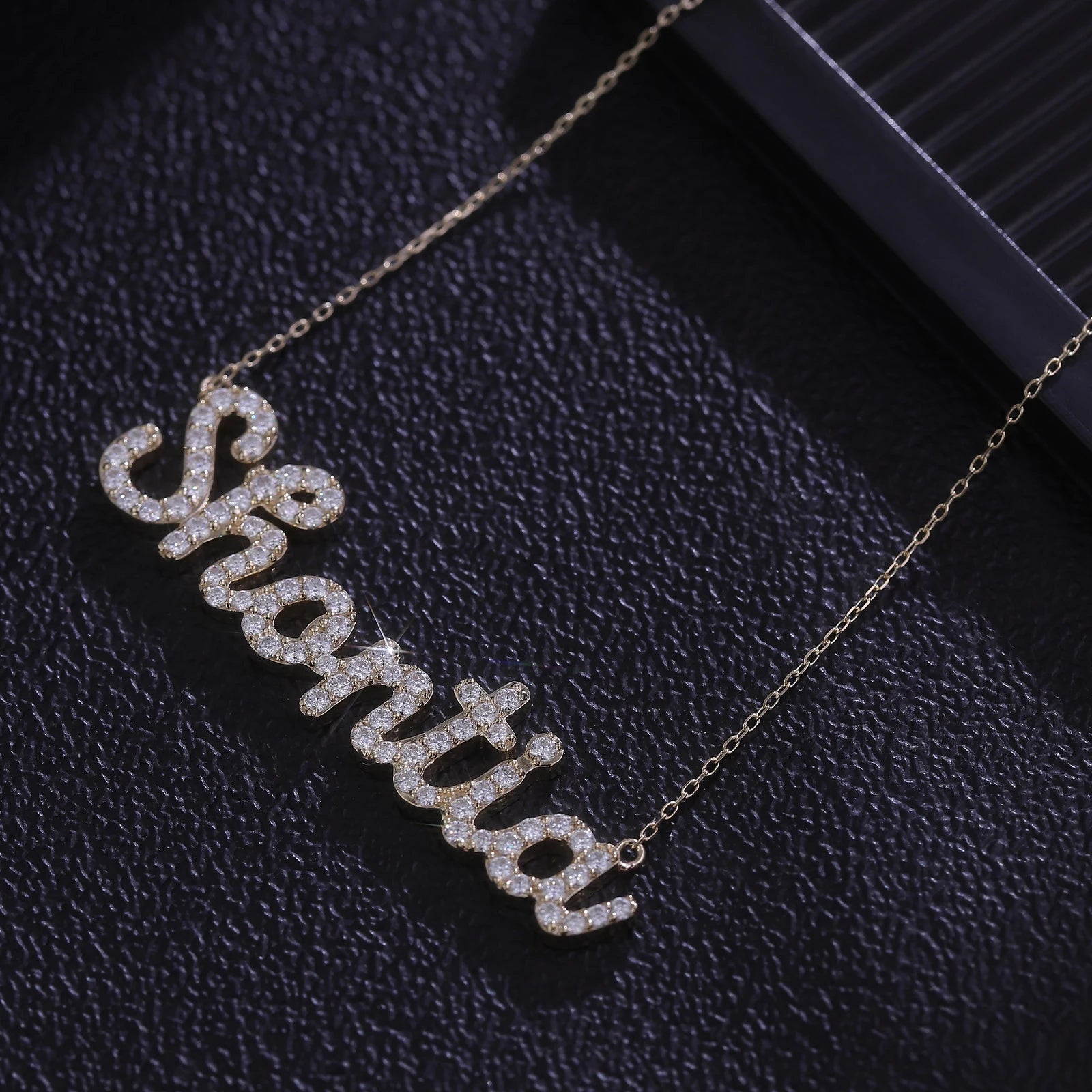 Personalized Name Lab Grown Diamond Necklace Jewelry Any Solid Gold Metal on Request