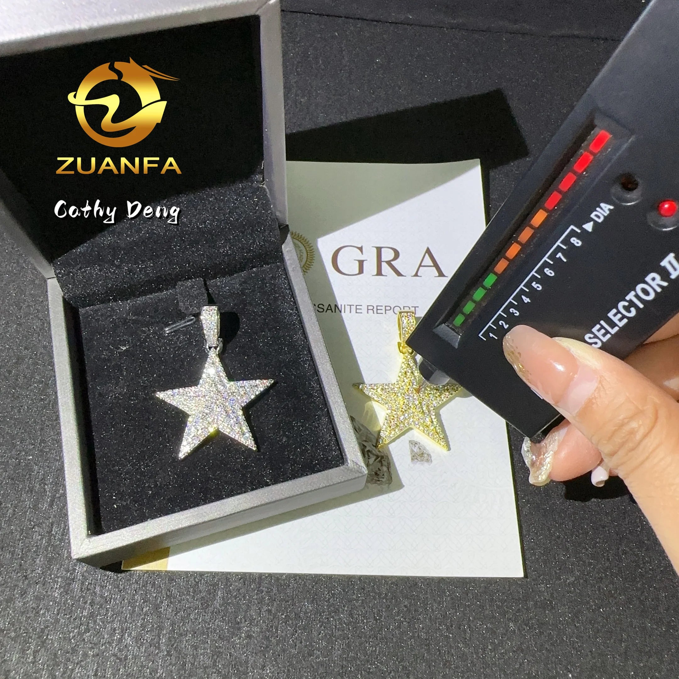 Five Point Star 925 Silver Moissanite Pendant Iced Out Lab Diamond Pendant