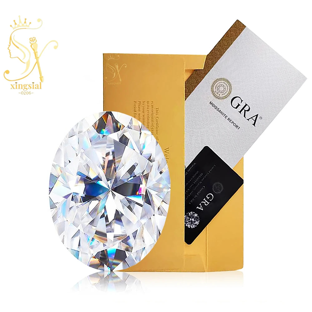 0.5- 5 Carat Certified VVS1 Oval Cut D Color Loose Moissanite Stones