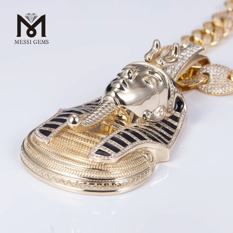 10KT Pharoah Gold Lab Diamond Pendant  Necklace