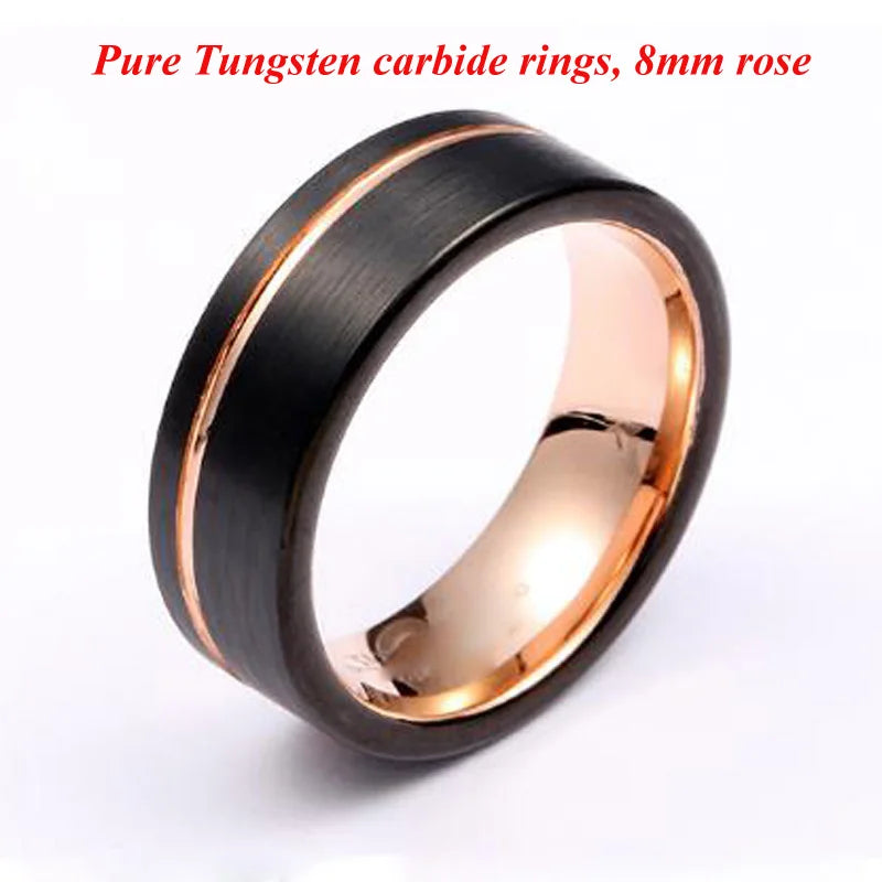 Solid Tiger Striped 8MM Tungsten Carbide Ring