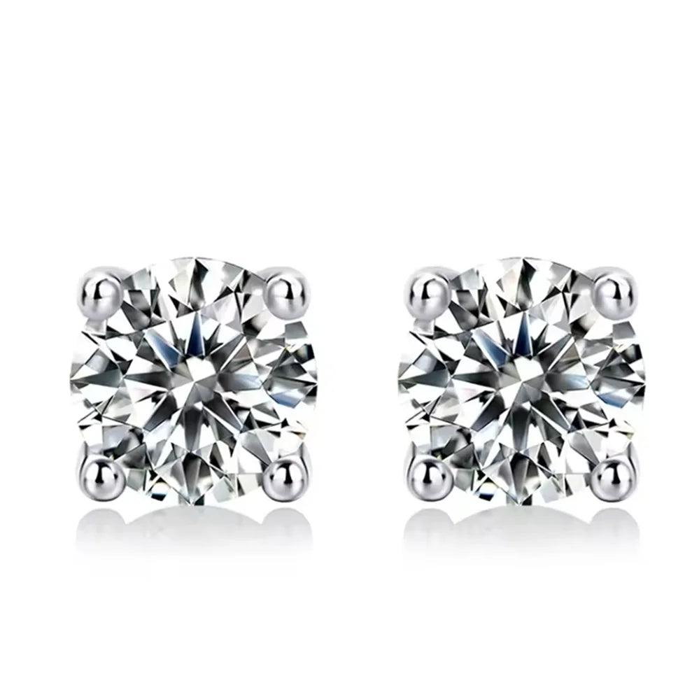 Moissanite Stud Earrings 0.5-3CT 18K Gold Plated S925 Sterling Silver VVS1 Lab Diamond Unisex Jewelry