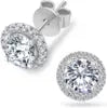 VVS  925 Sterling Silve 1- 2 Carat LAB Diamond Moissanite Halo Earring