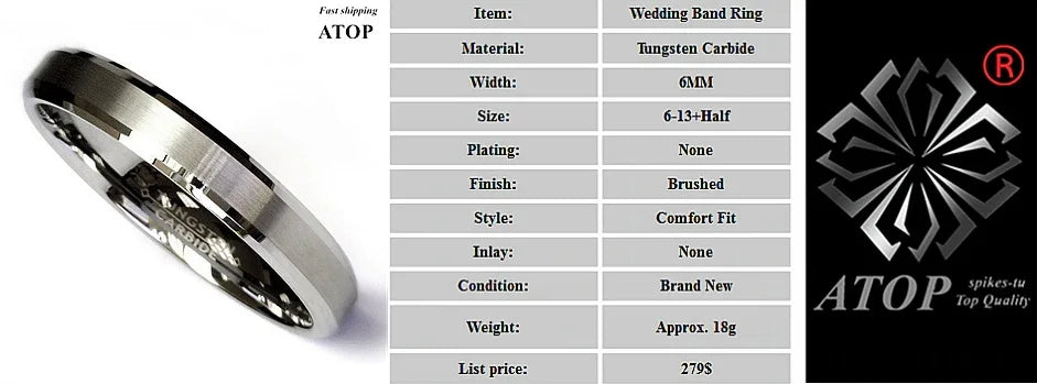 Two Tone Tungsten Carbide Wedding Band