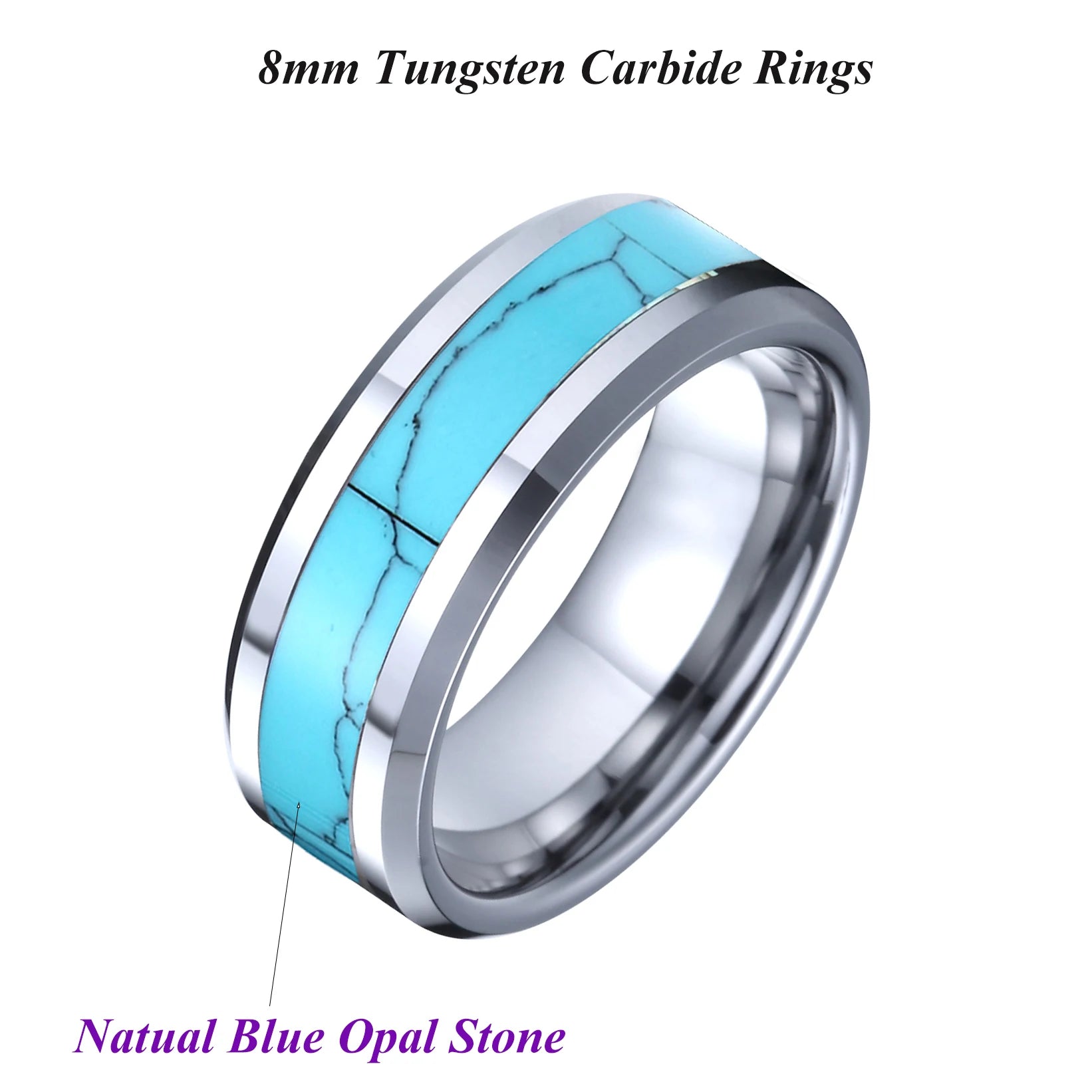 Solid Tiger Striped 8MM Tungsten Carbide Ring
