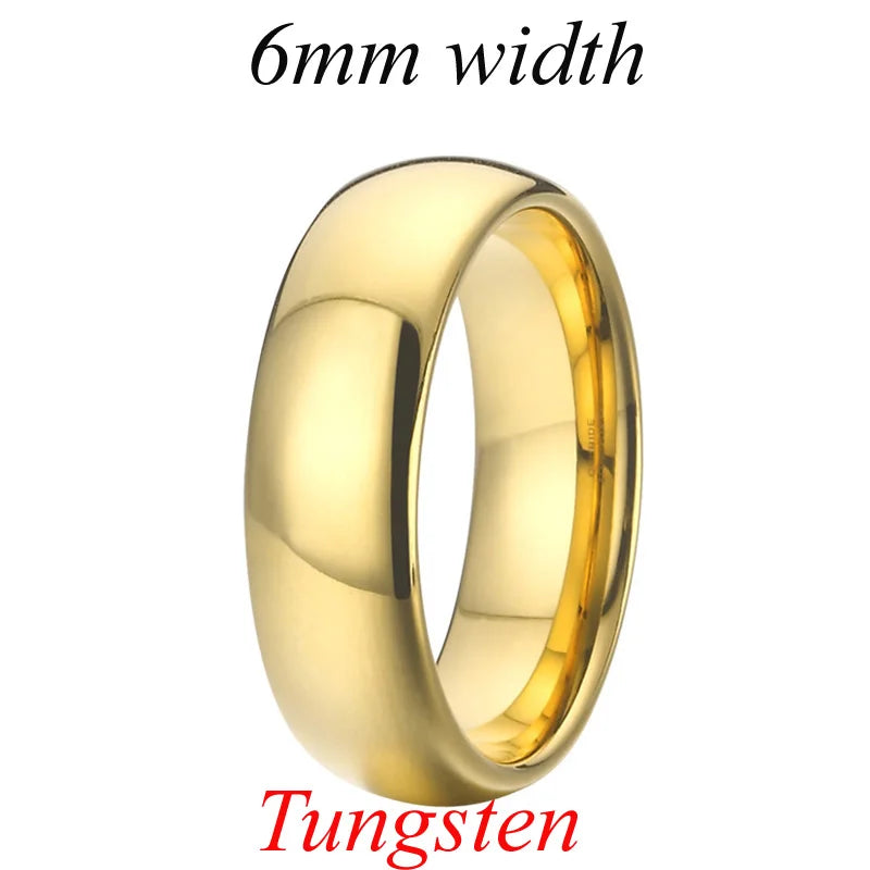 Gold Color Alliances 6/8MM Titanium Stainless Steel Tungsten Men's Wedding Ring