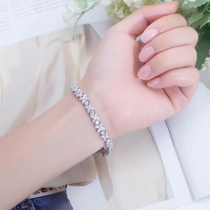 14KT Solid White Gold Lab Diamond Custom Bracelet