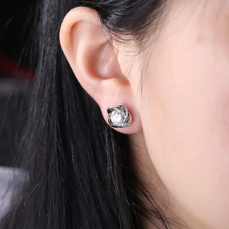 1.0 Carat 18KT 14KT White Lab Spiral Diamond Earrings Stud