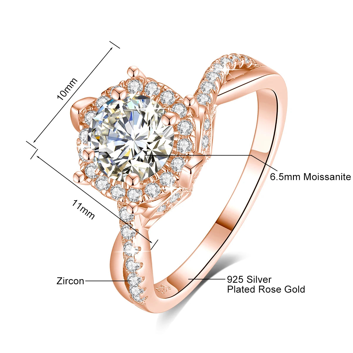 925 Sterling Silver Classic D Color VVS 1 Carat Moissanite Lab Diamond Ring