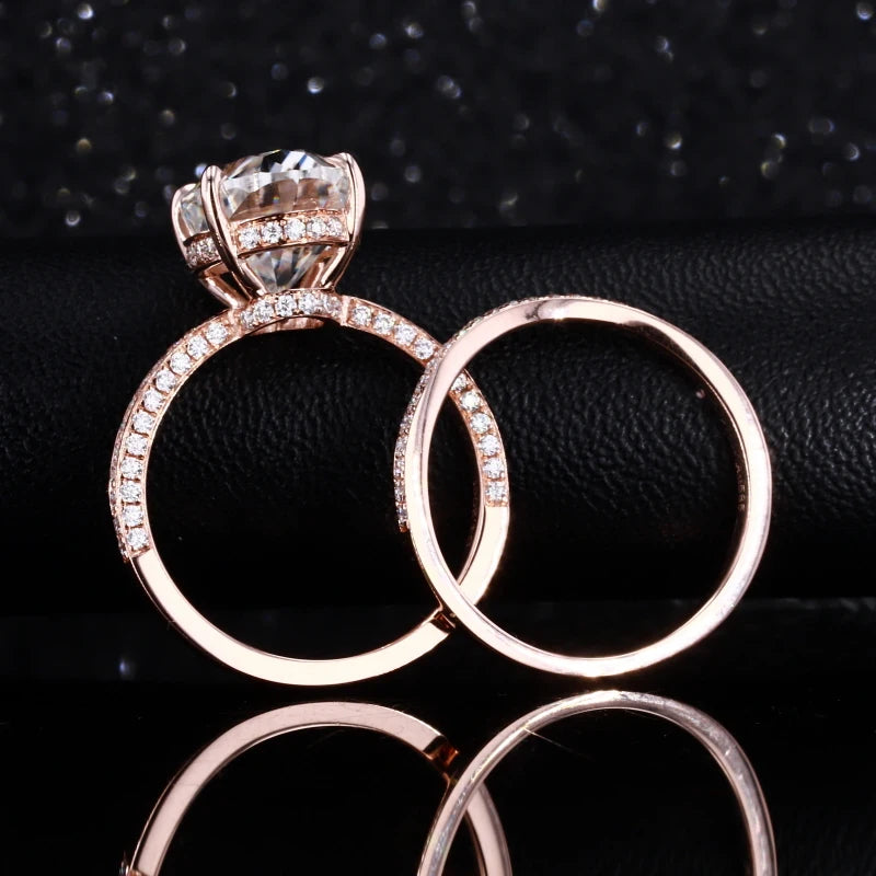 14KT Rose Gold Fancy Oval Brilliant Cut Moissanite Wedding Set