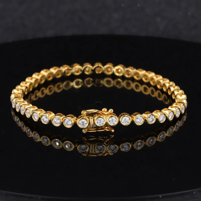 925 Sterling Sliver2.5mm Moissanite Lab Diamond Bezel Settings Tennis Bracelet