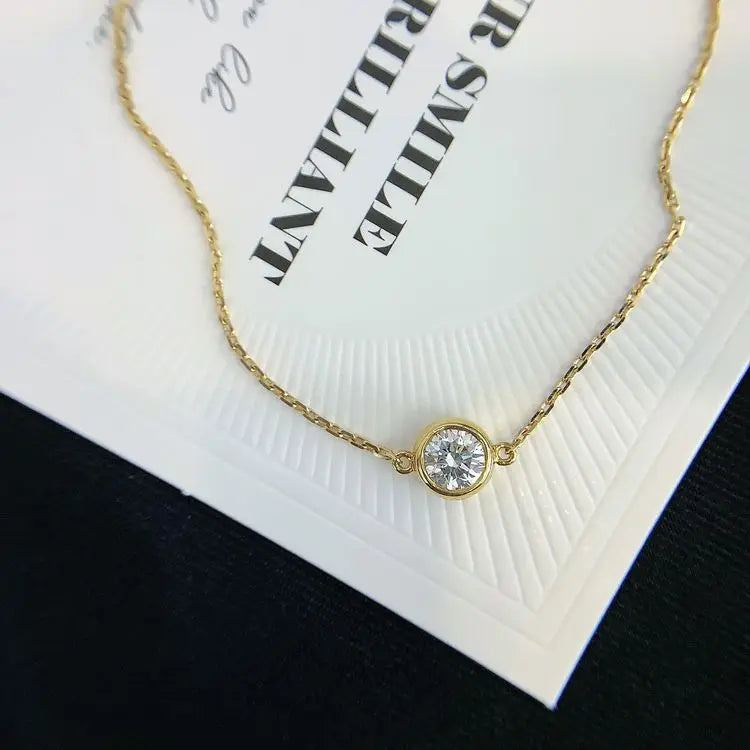 18KT Solid Yellow or White Gold Bracelet for 0.3CT-0.5CT Lab Diamond Bezel Wedding Bracelet