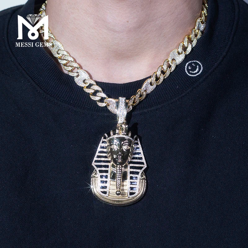10KT Pharoah Gold Lab Diamond Pendant  Necklace