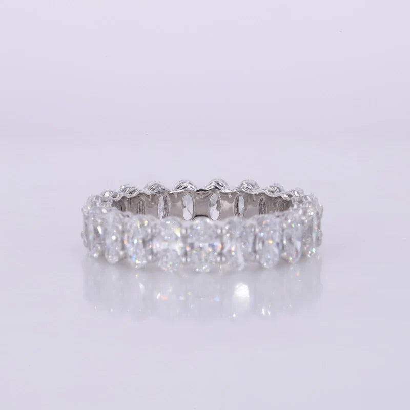 10KT Gold 14KT Cut Oval Loose Diamond Eternity Band 3x5MM DEF VVS VS
