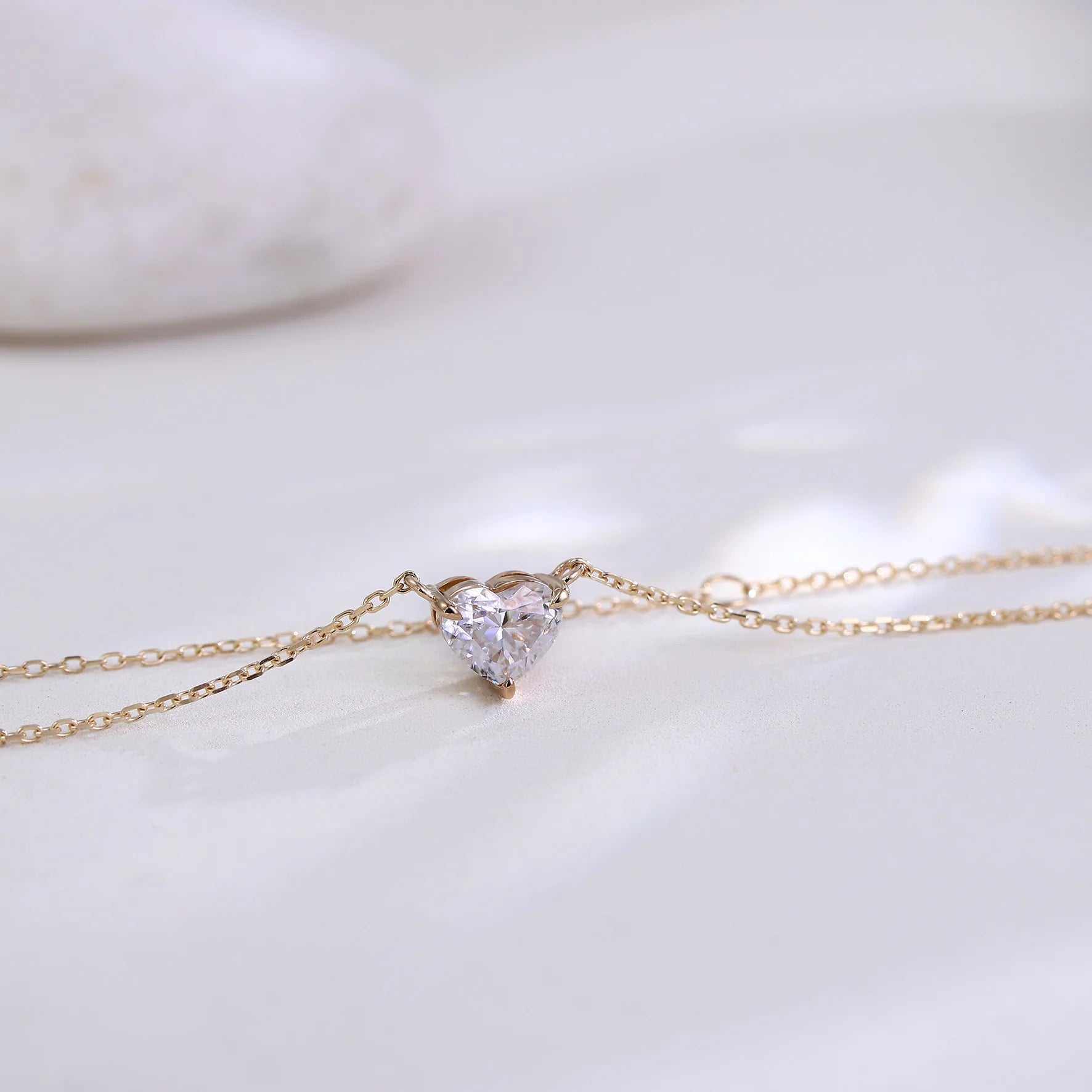10KT Solid Yellow Gold & Lab Grown Diamond Heart Necklace
