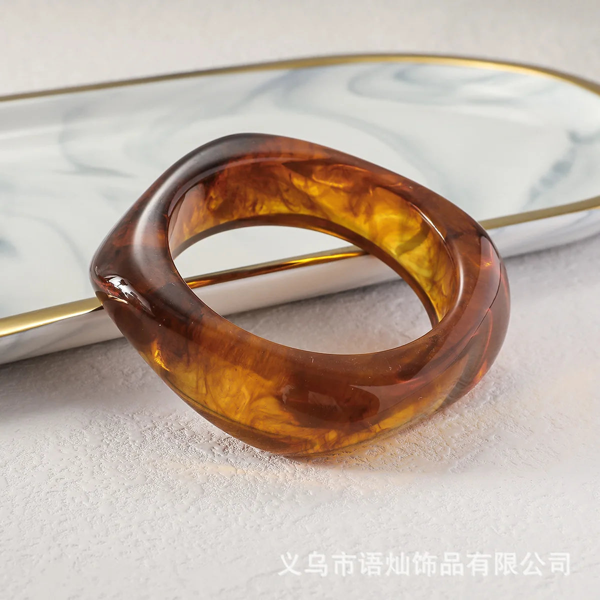 Large Edition Hot Cross-Border Special-Shaped Wide Square Bracelet Spotted Rishite Pattern Fashion Bangle
