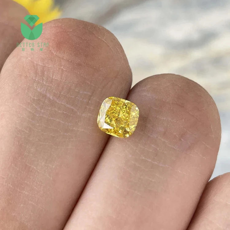 Yellow Loose Cushion Lab Grown Diamond