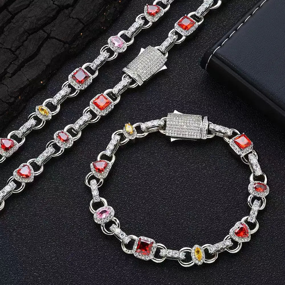 Luxury Men's Bracelet 10MM Colored Gemstone Bracelet 18KT Yellow Gold