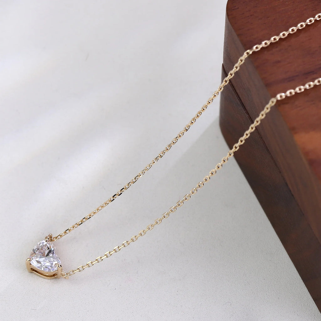 10KT Solid Yellow Gold & Lab Grown Diamond Heart Necklace