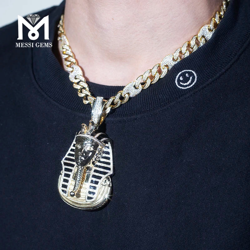 10KT Pharoah Gold Lab Diamond Pendant  Necklace