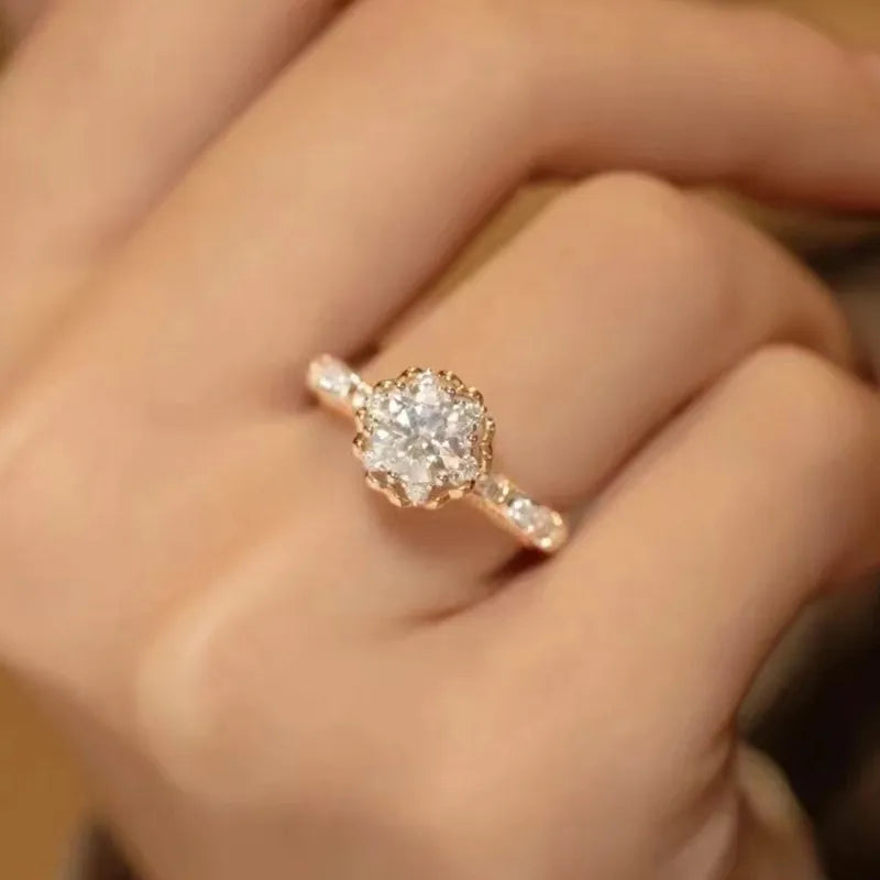 Moissanite Halo Ring 18KT Solid Gold D VVS Moissanite Wedding Ring