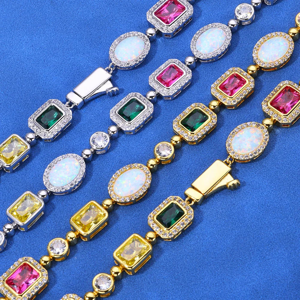 S925 Silver Moissanite Women High End Clavicle Chain Colorful Gemstone