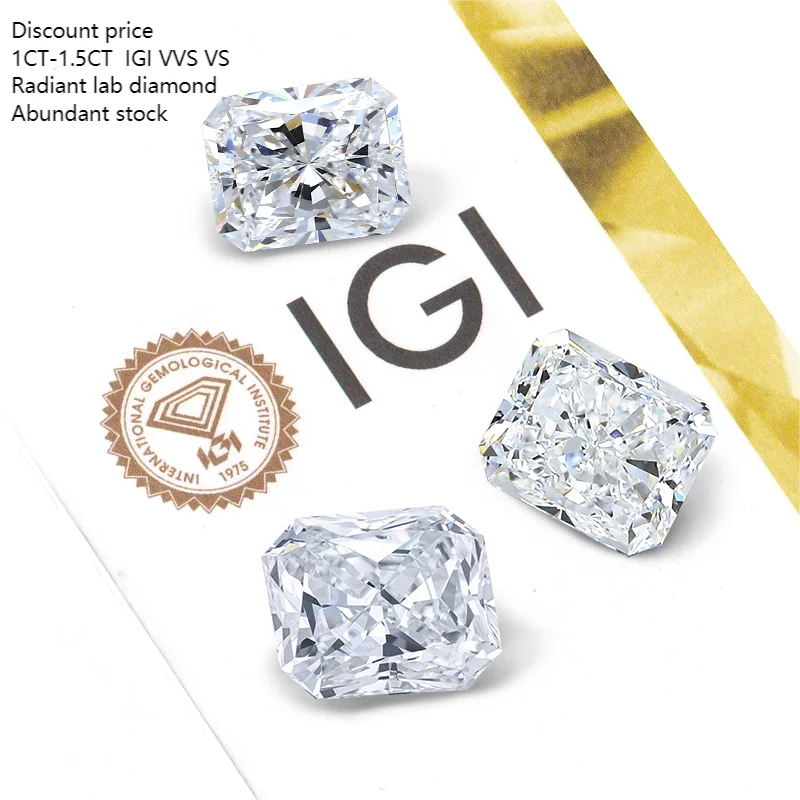 1 Carat VS VVS Radiant Cut Lab Grown Diamond IGI Certification