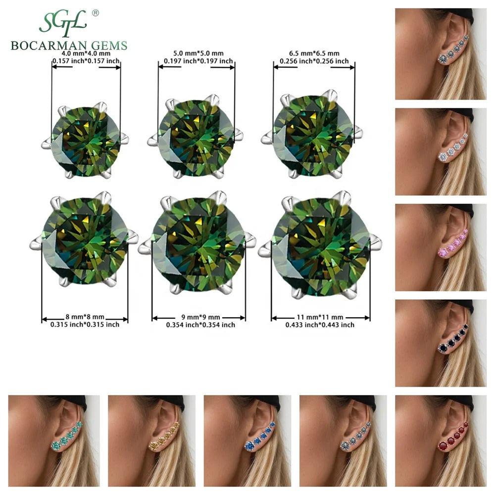 Classic Claw 6-Prong Platinum Certified Moissanite Earrings